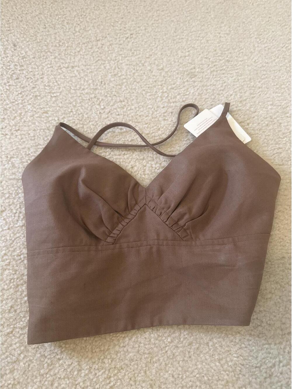 NWT matching set scanlan Theodore linen set cargo camisole+  cropped cargo pants - Picture 6 of 14